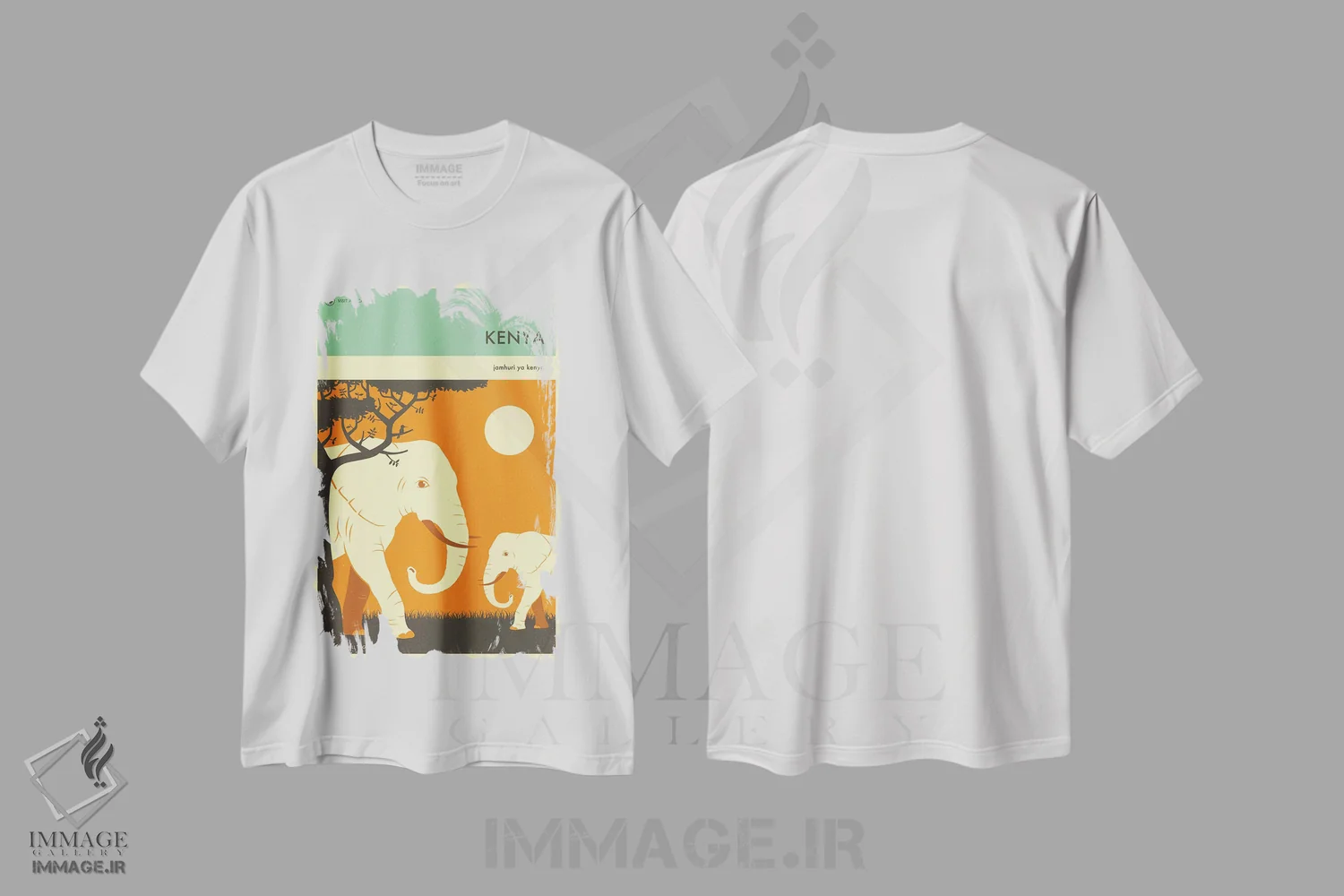 تیشرت سفید طرح دار کنیا II، هنر دیجیتال اثر جازبری بلو | immage.ir