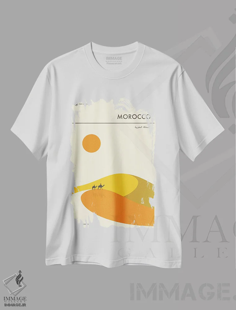 تیشرت سفید طرح دار مراکش II، هنر دیجیتال اثر جازبری بلو | فروشگاه ایماژ