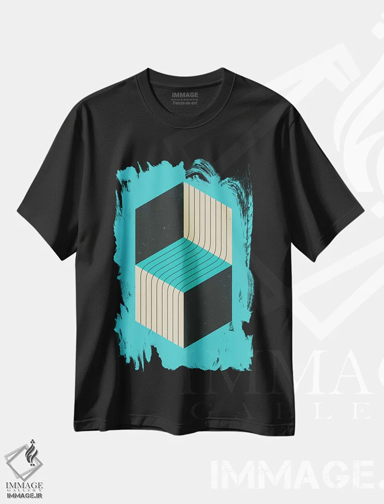 تیشرت مشکی طرح دار مکعب ها VII اثر جازبری بلو | فروشگاه ایماژ