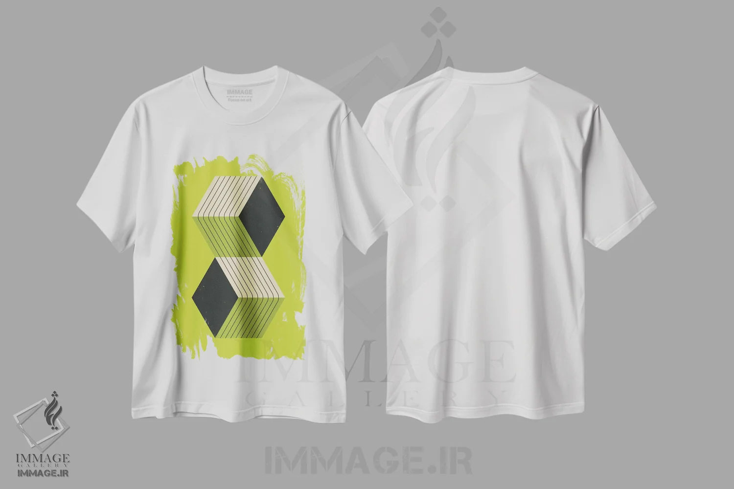 تیشرت سفید طرح دار مکعب ها VIII، آبستره اثر جازبری بلو | فروشگاه ایماژ