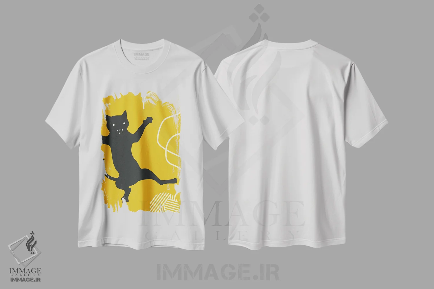 تیشرت سفید طرح دار گربه با نخ، تزئینی اثر جازبری بلو | فروشگاه ایماژ