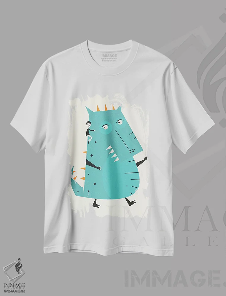 تیشرت سفید طرح دار هیولا III، تزئینی اثر جازبری بلو | immage.ir