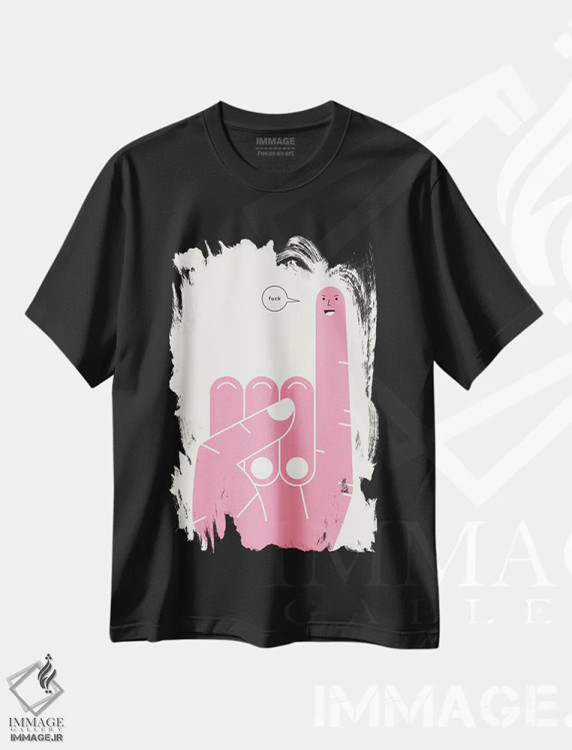 تیشرت مشکی طرح دار قول انگشتی، تزئینی اثر جازبری بلو | immage.ir