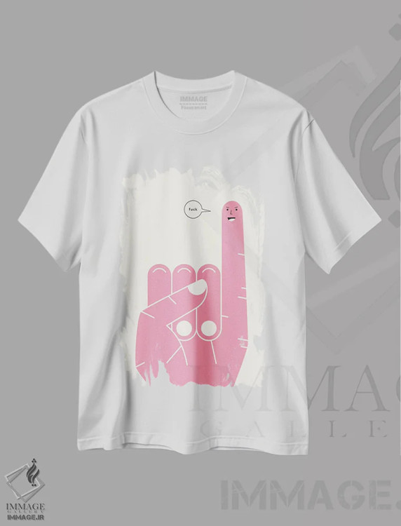 تیشرت سفید طرح دار قول انگشتی، تزئینی اثر جازبری بلو | فروشگاه ایماژ
