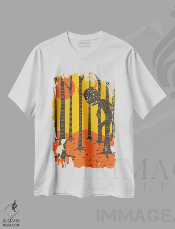 تیشرت سفید طرح دار غریبه ها، تزئینی اثر جازبری بلو | immage.ir