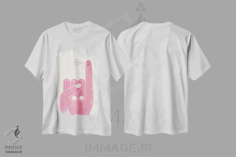 تیشرت سفید طرح دار قول انگشتی، تزئینی اثر جازبری بلو | فروشگاه ایماژ