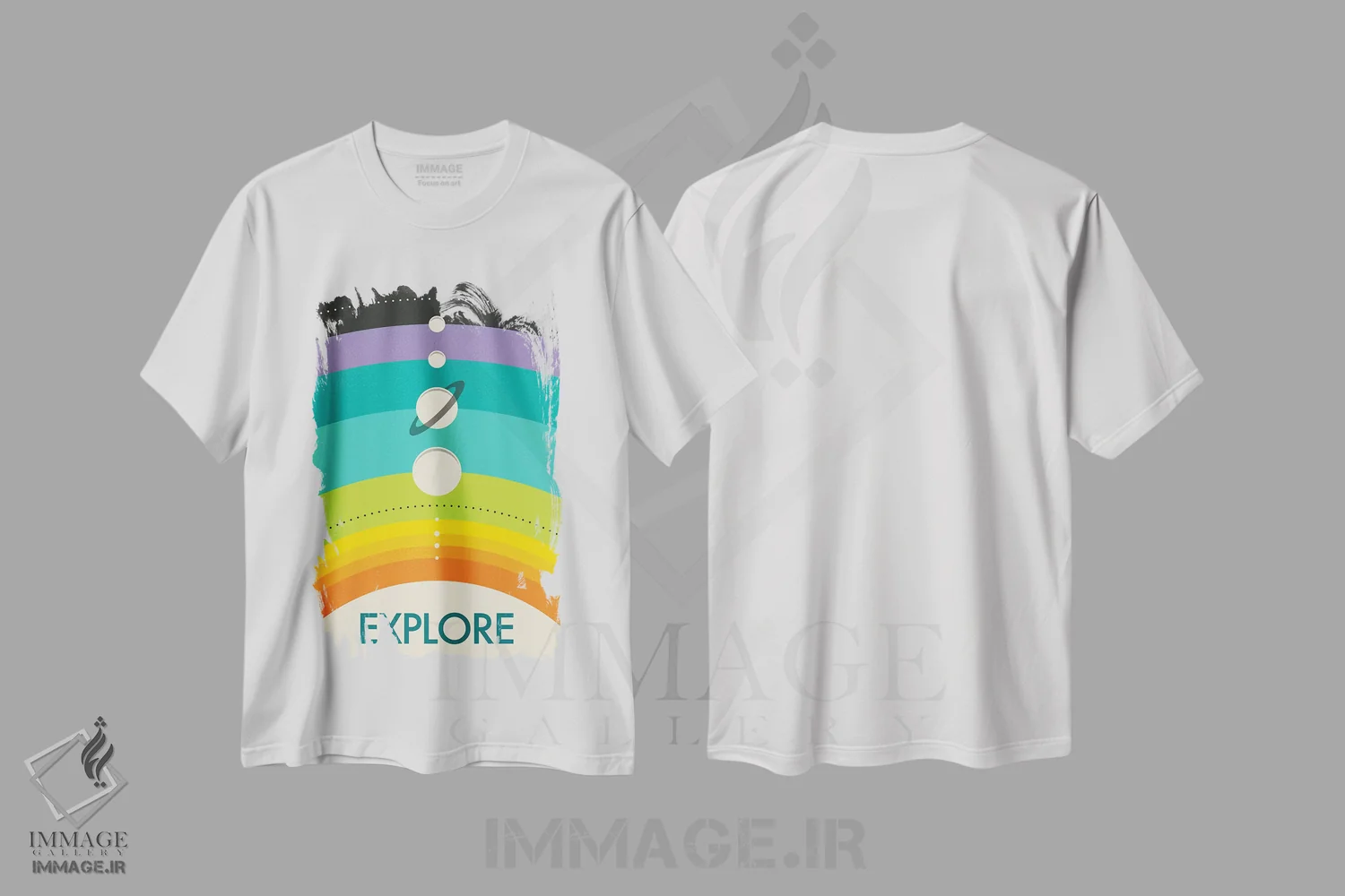 تیشرت سفید طرح دار منظومه شمسی، تزئینی اثر جازبری بلو | فروشگاه ایماژ