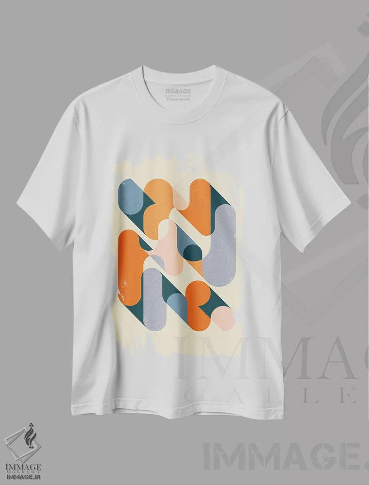 تیشرت سفید طرح دار هندسه ها II، آبستره اثر جازبری بلو | فروشگاه ایماژ