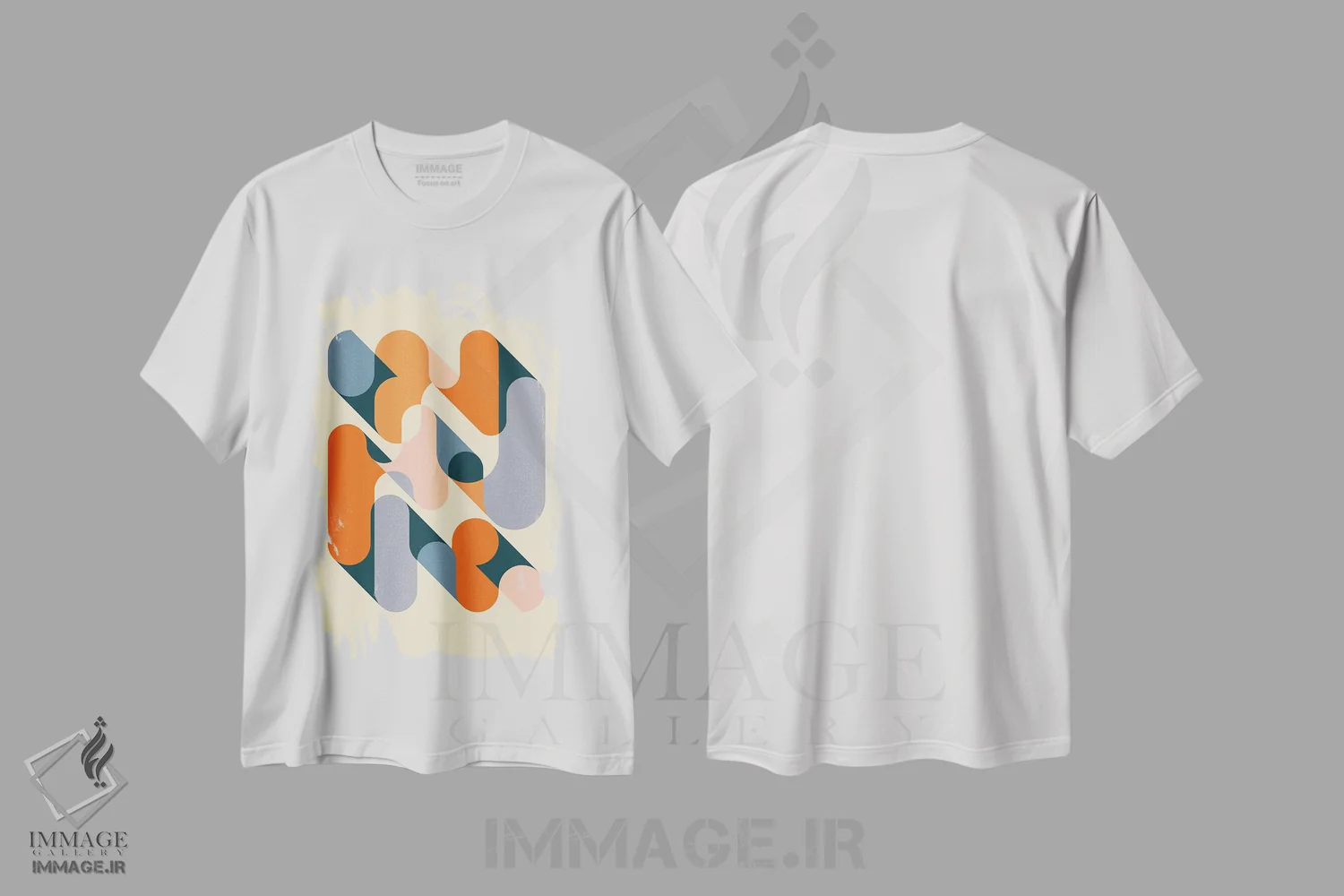 تیشرت سفید طرح دار هندسه ها II، آبستره اثر جازبری بلو | فروشگاه ایماژ