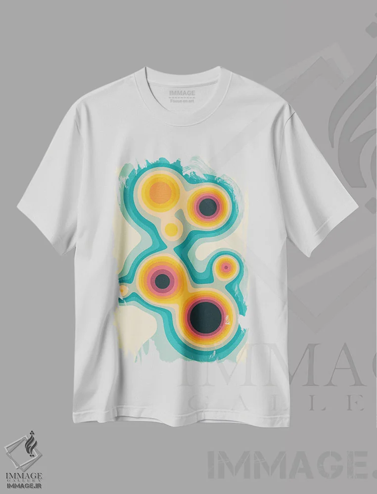 تیشرت سفید طرح دار جریان IV، آبستره اثر جازبری بلو | فروشگاه ایماژ