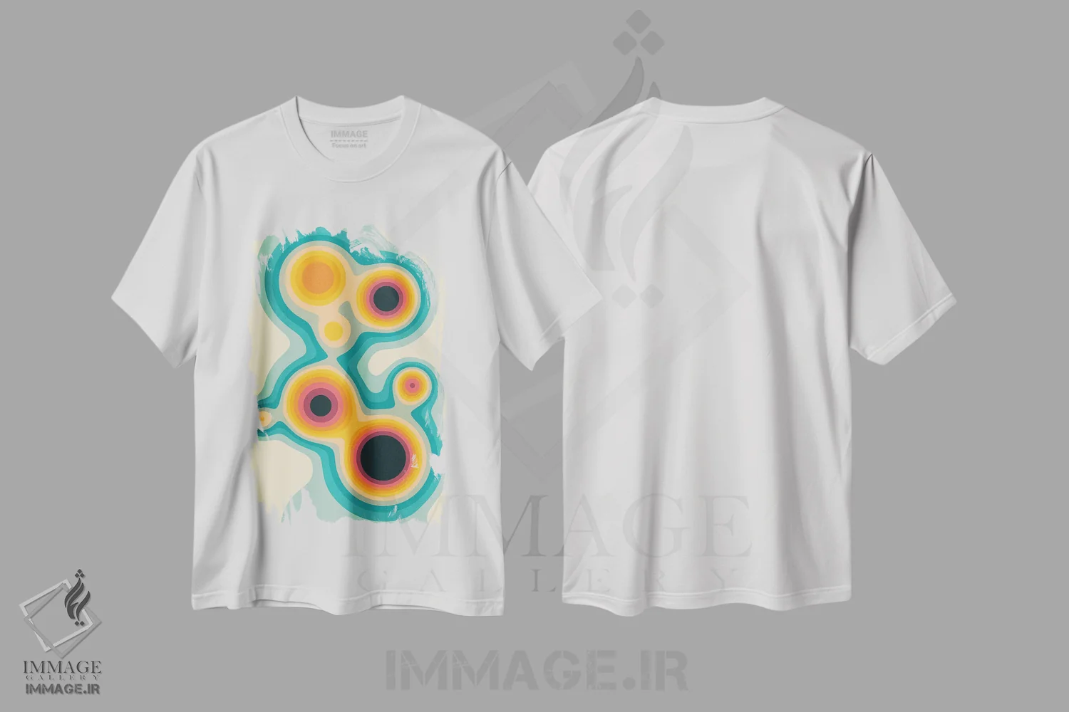 تیشرت سفید طرح دار جریان IV، آبستره اثر جازبری بلو | فروشگاه ایماژ