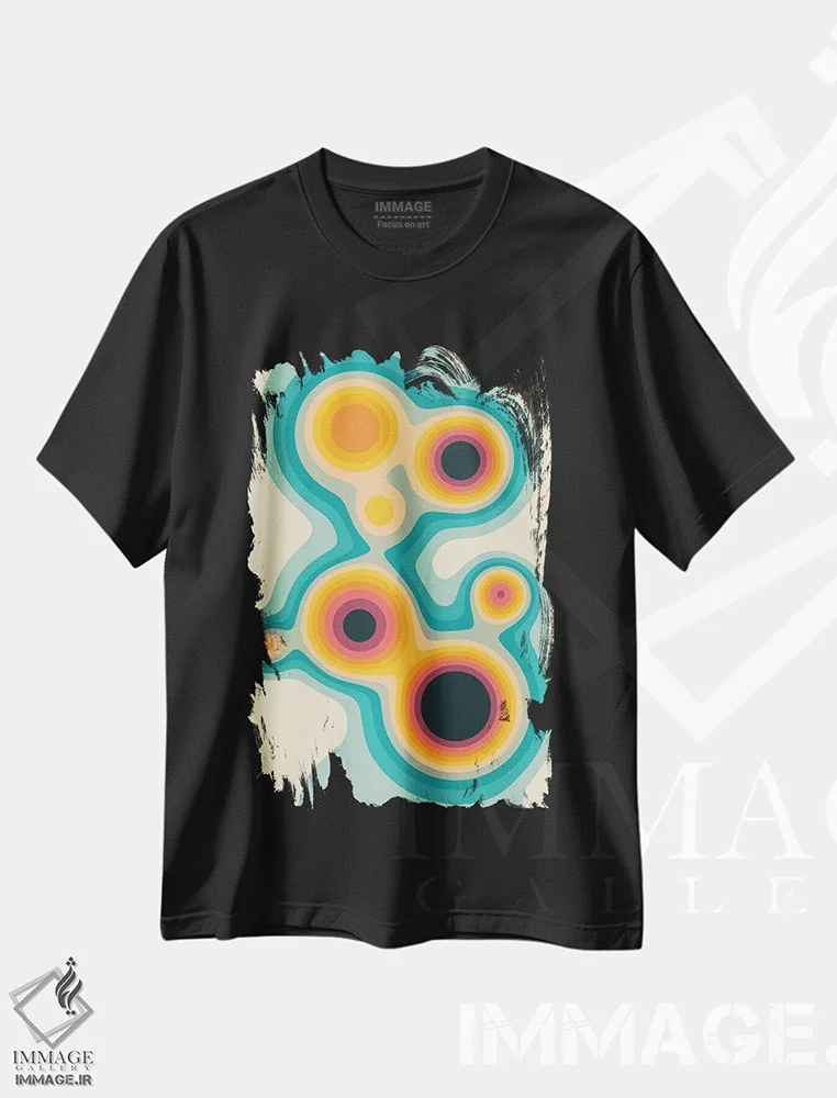 تیشرت مشکی طرح دار جریان IV، آبستره اثر جازبری بلو | immage.ir