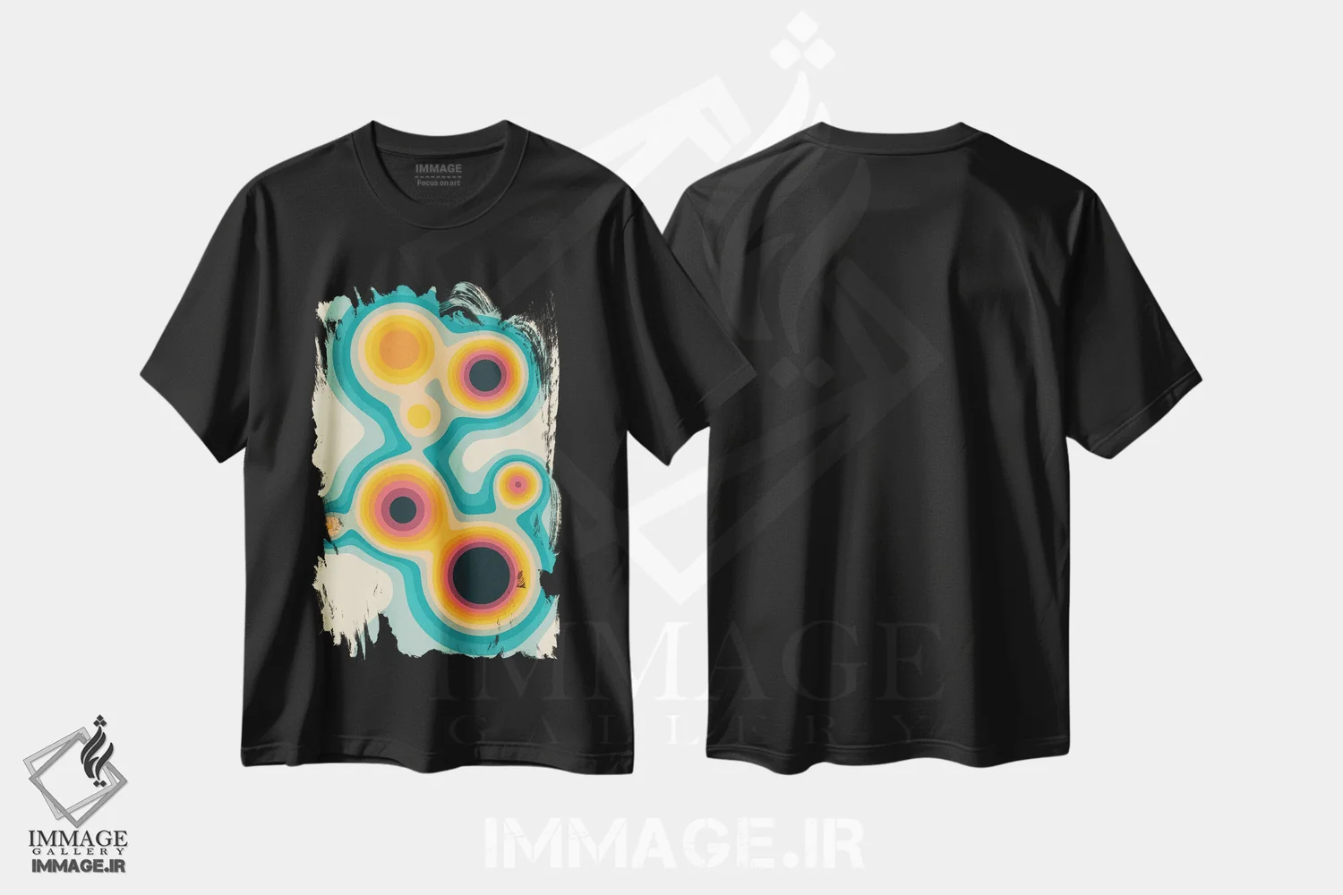 تیشرت مشکی طرح دار جریان IV، آبستره اثر جازبری بلو | immage.ir