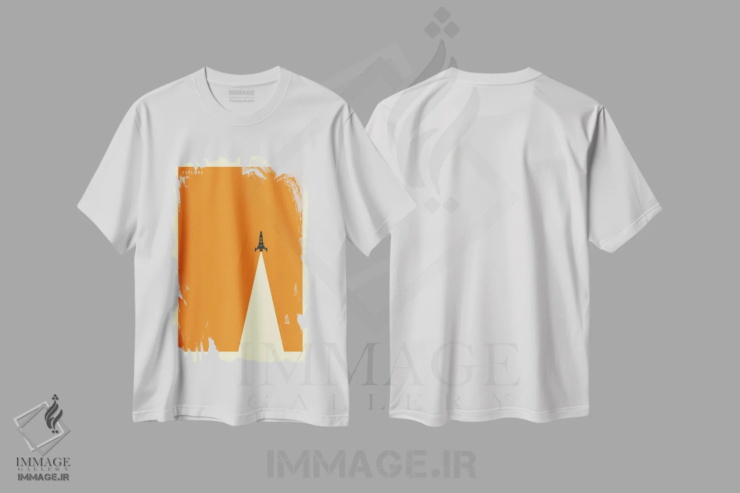 تیشرت سفید طرح دار کاوش فضا، تزئینی اثر جازبری بلو | immage.ir