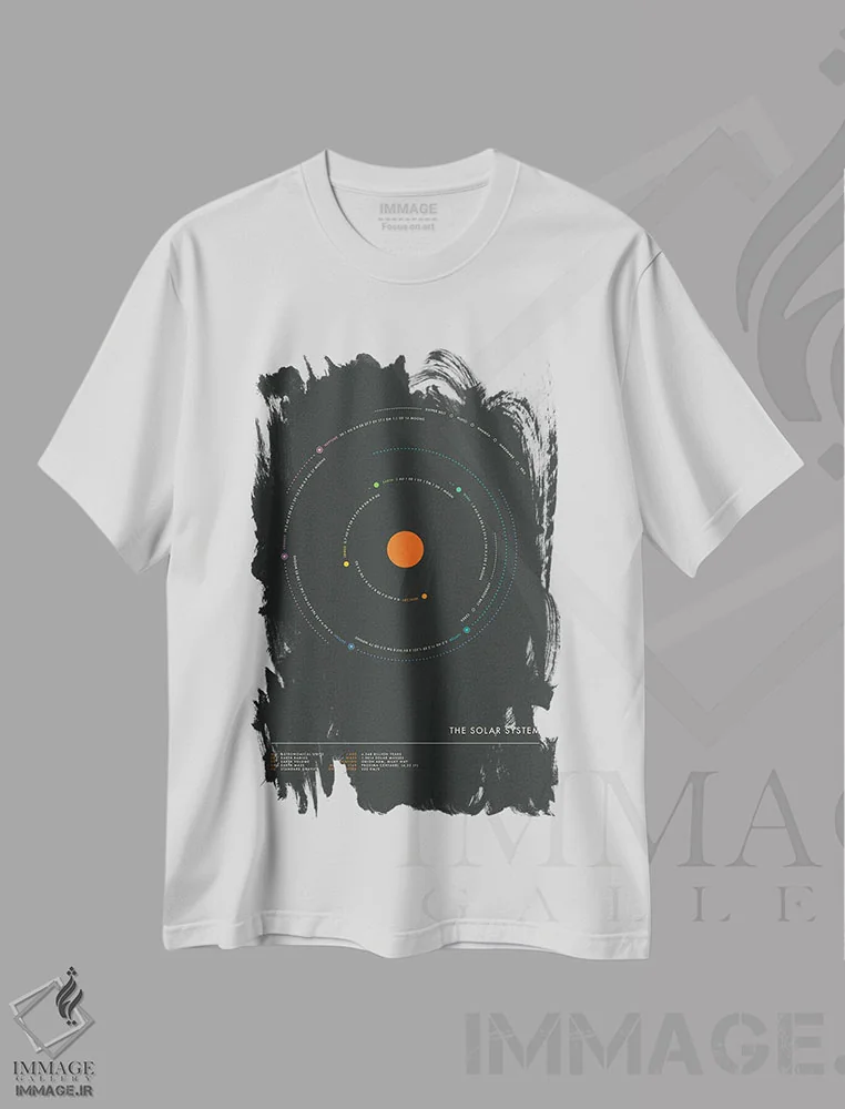 تیشرت سفید طرح دار منظومه شمسی V، تزئینی اثر جازبری بلو | immage.ir