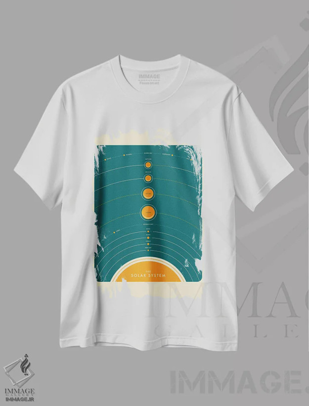 تیشرت سفید طرح دار منظومه شمسی II، تزئینی اثر جازبری بلو | فروشگاه ایماژ
