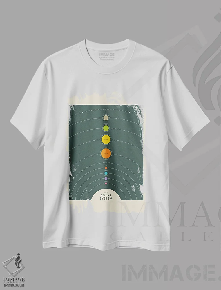 تیشرت سفید طرح دار منظومه شمسی I، تزئینی اثر جازبری بلو | فروشگاه ایماژ