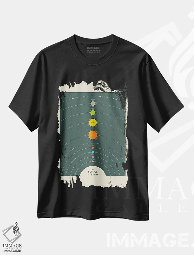 تیشرت مشکی طرح دار منظومه شمسی I، تزئینی اثر جازبری بلو | immage.ir