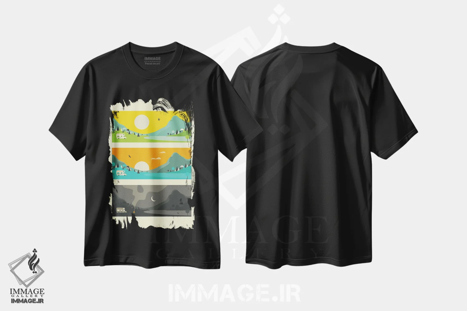 تیشرت مشکی طرح دار آتش کمپ I، هنر دیجیتال اثر جازبری بلو | immage.ir