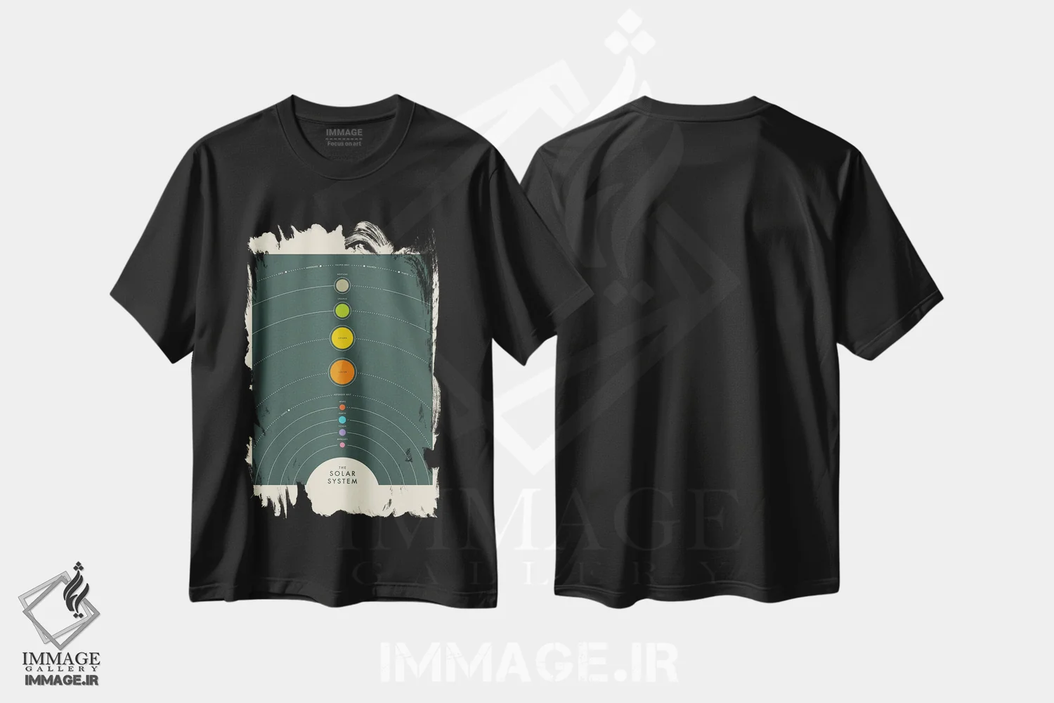 تیشرت مشکی طرح دار منظومه شمسی I، تزئینی اثر جازبری بلو | immage.ir