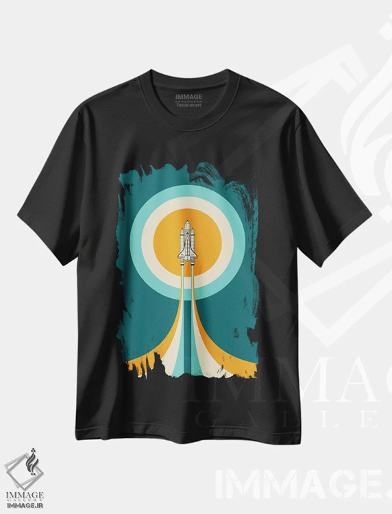 تیشرت مشکی طرح دار شاتل فضایی، تزئینی اثر جازبری بلو | فروشگاه ایماژ