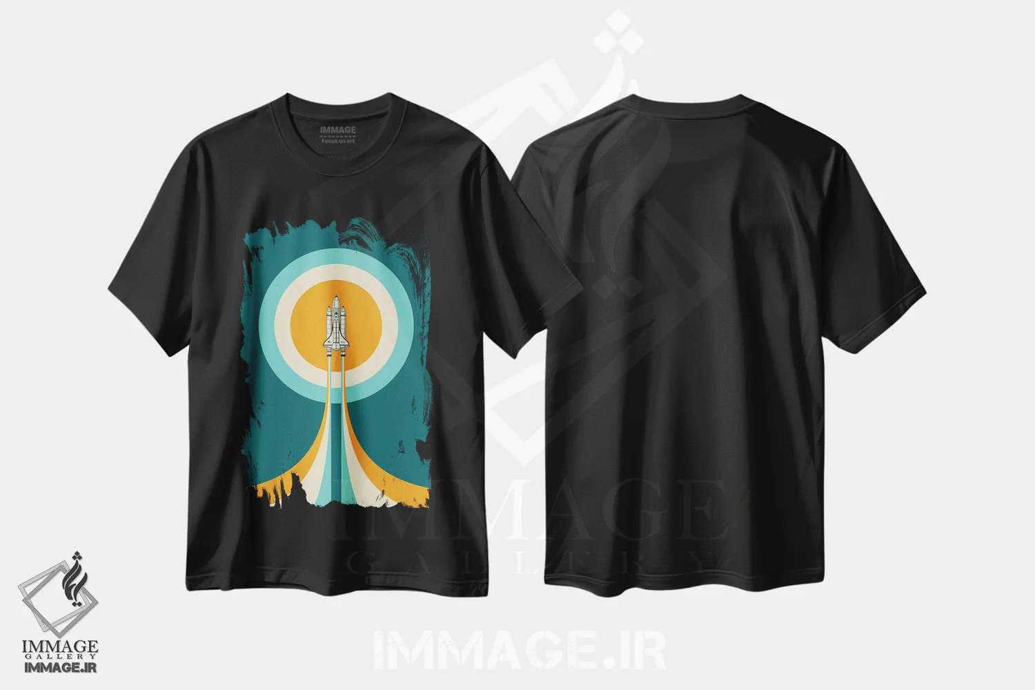 تیشرت مشکی طرح دار شاتل فضایی، تزئینی اثر جازبری بلو | فروشگاه ایماژ