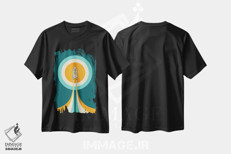 تیشرت مشکی طرح دار شاتل فضایی، تزئینی اثر جازبری بلو | فروشگاه ایماژ