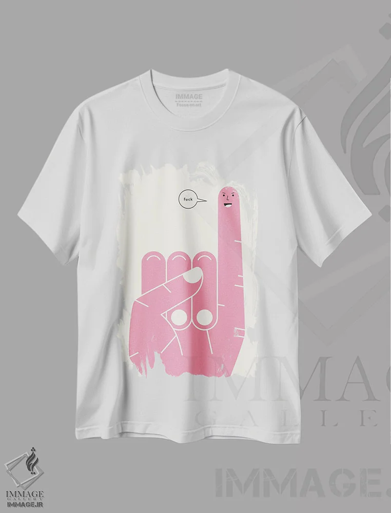تیشرت سفید طرح دار قول انگشتی، هنر دیجیتال اثر جازبری بلو | فروشگاه ایماژ