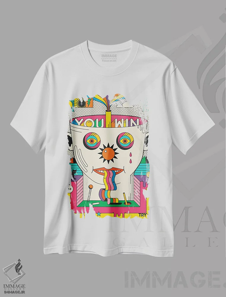 تیشرت سفید طرح دار تو بردی، تلاش خوبی بود، تزئینی اثر جازبری بلو | فروشگاه ایماژ