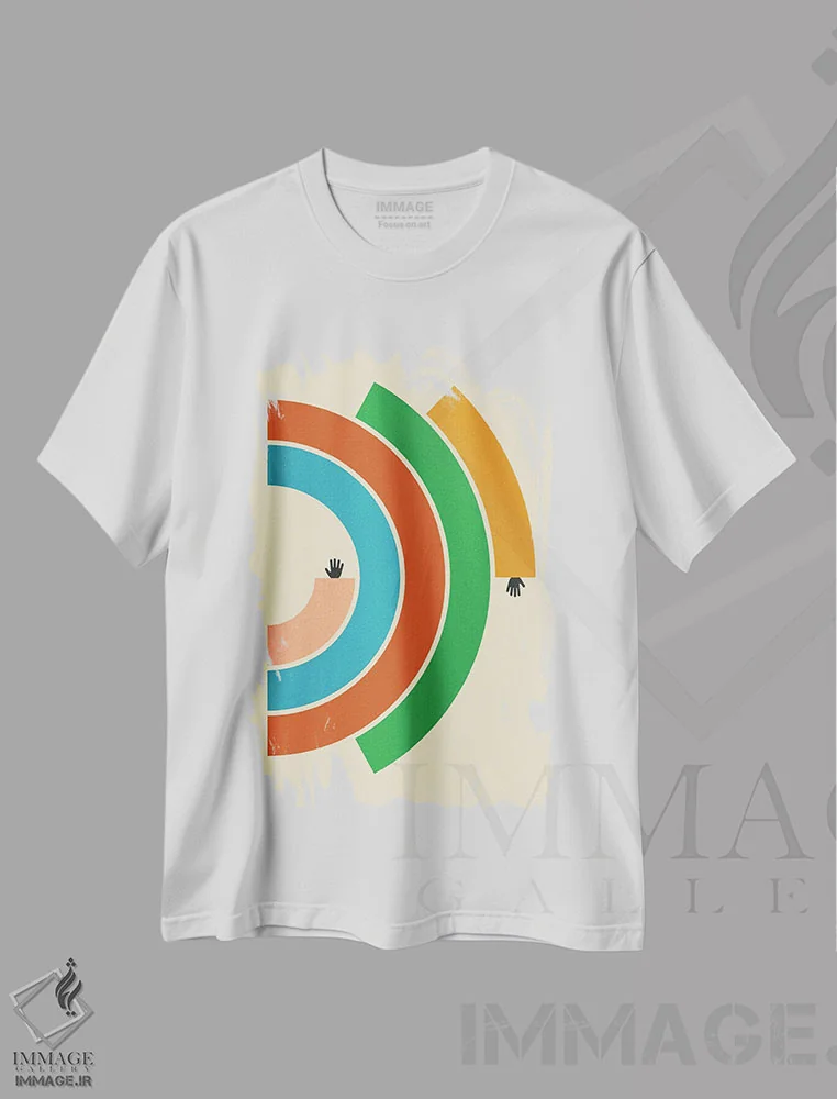 تیشرت سفید طرح دار دست یابی اثر جازبری بلو | immage.ir