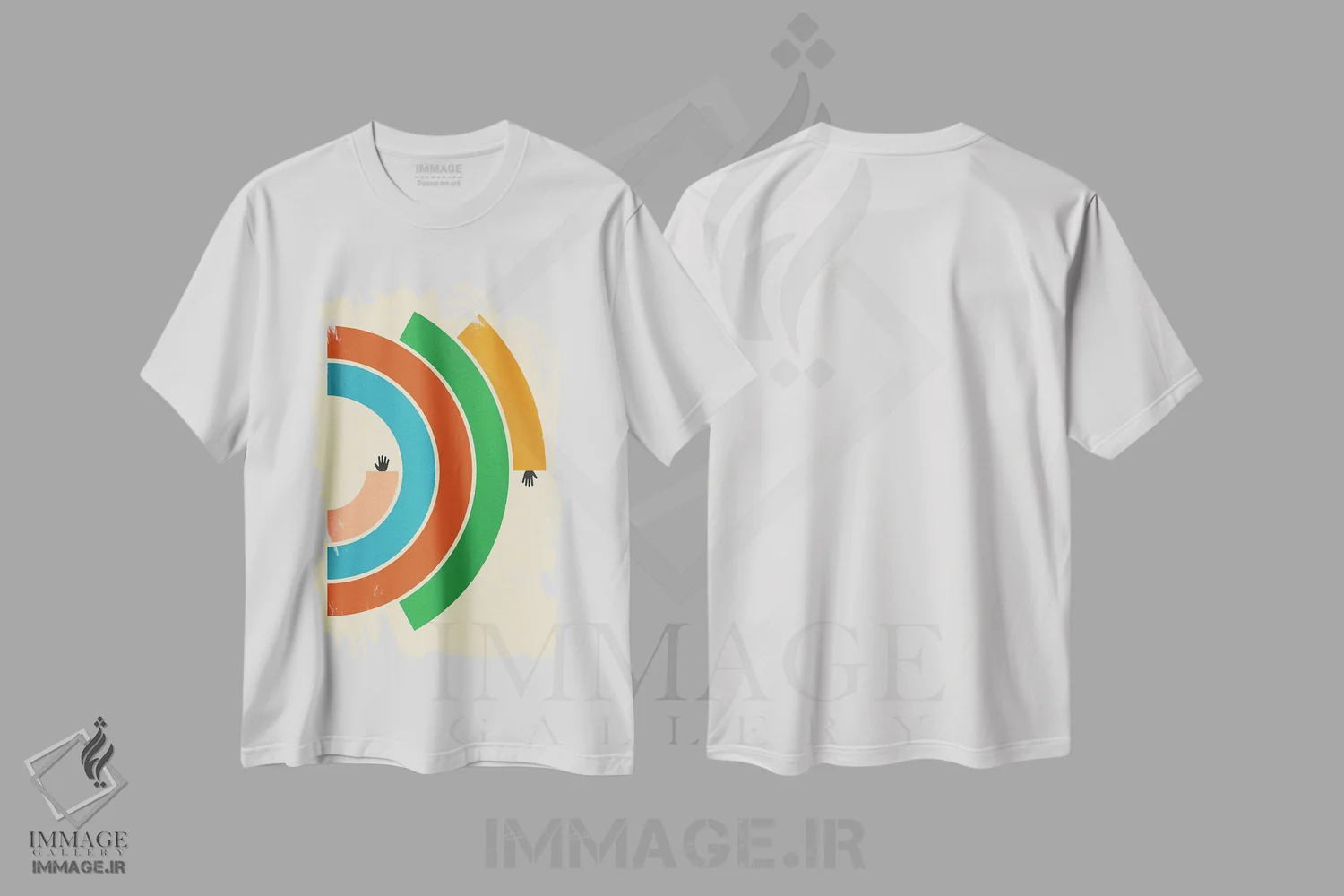 تیشرت سفید طرح دار دست یابی اثر جازبری بلو | immage.ir