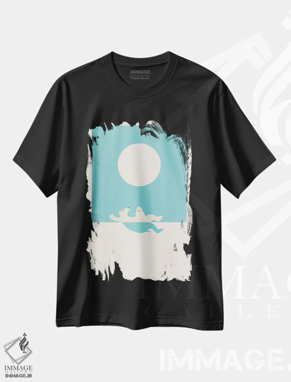 تیشرت مشکی طرح دار کلاس های شنا، وینتیج و رترو اثر جازبری بلو | immage.ir
