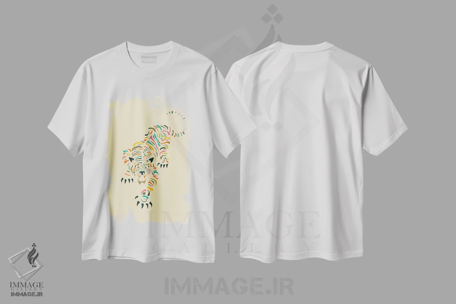 تیشرت سفید طرح دار ببر، تزئینی اثر جازبری بلو | immage.ir