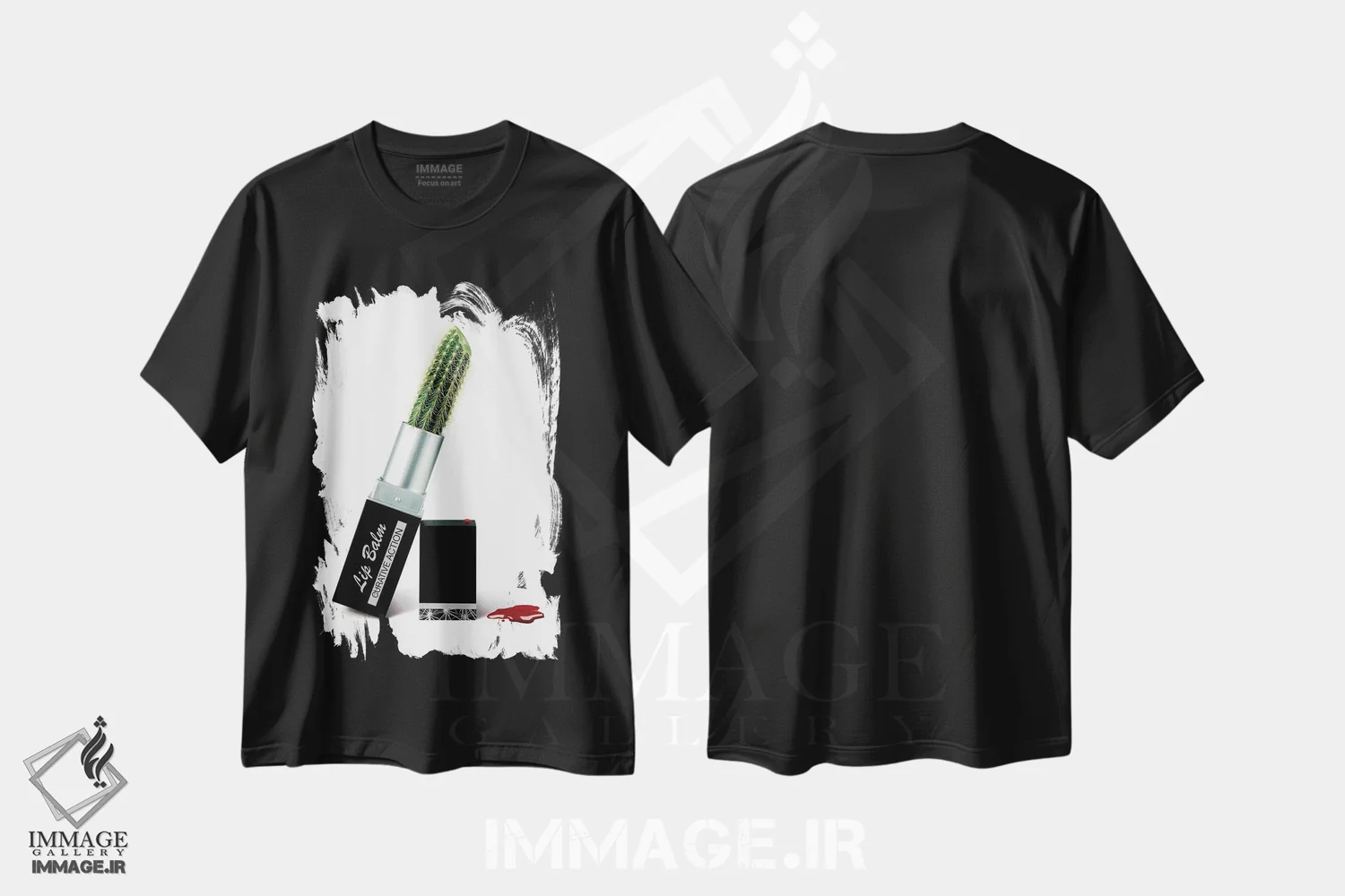 تیشرت مشکی طرح دار بالم لب، دکوراسیون جایگزین اثر جی.اِی. باسالو | immage.ir