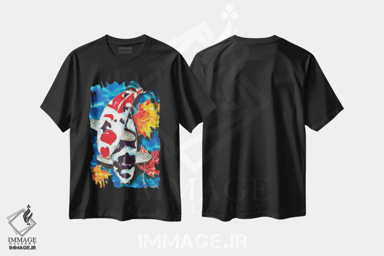 تیشرت مشکی طرح دار کوی کانادایی، دکور آسیایی اثر دنیل ژان-باپتیست | فروشگاه ایماژ