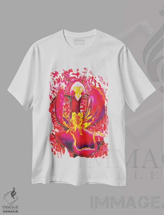 تیشرت سفید طرح دار ارکیدهٔ پرشور، هنر فاخر معاصر اثر دنیل ژان-باپتیست | فروشگاه ایماژ