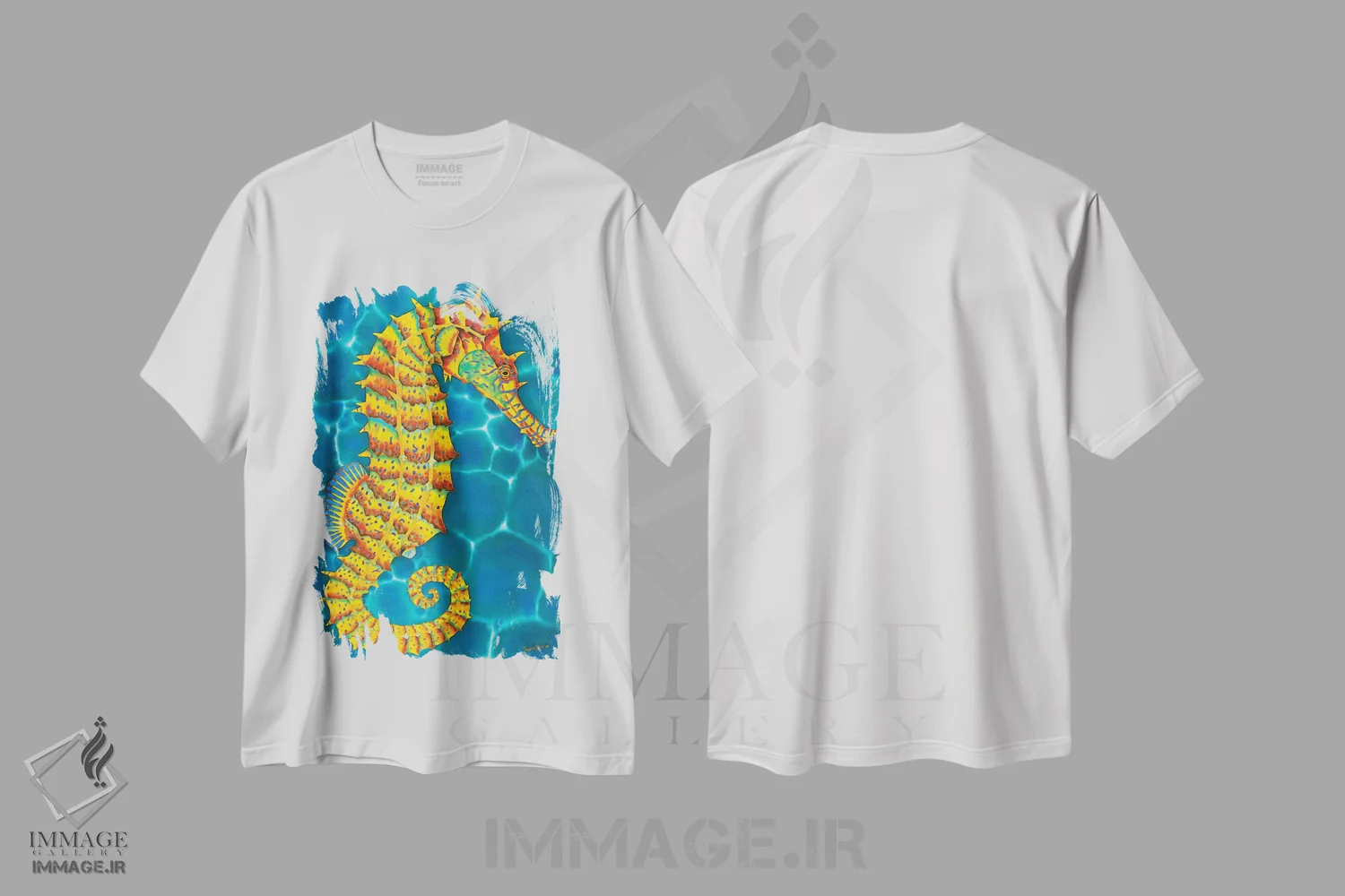 تیشرت سفید طرح دار اسب دریایی جامائیکایی، تزئینی اثر دنیل ژان-باپتیست | immage.ir