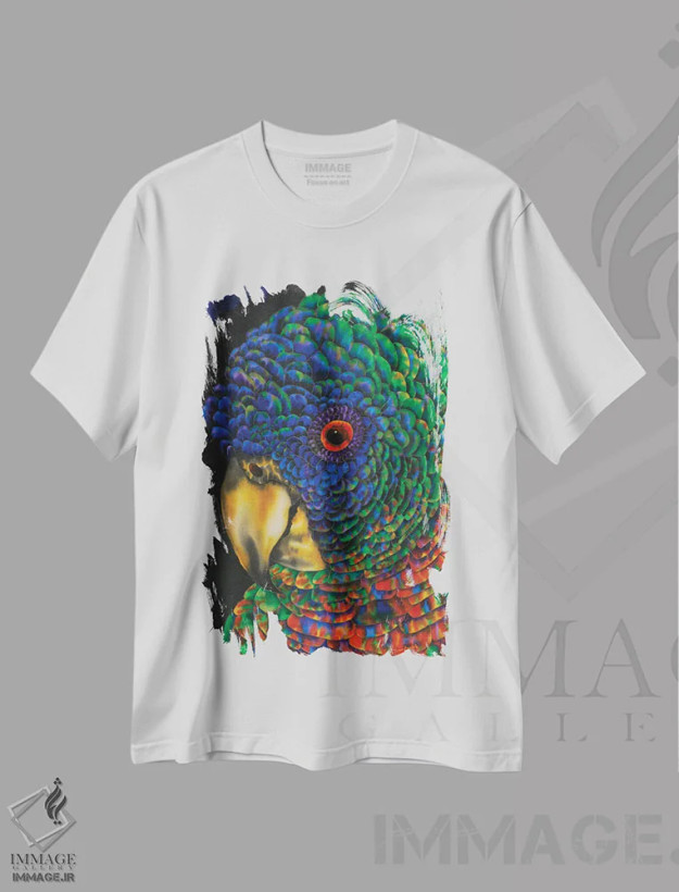 تیشرت سفید طرح دار طوطی سن لوسیا، تزئینی اثر دنیل ژان-باپتیست | فروشگاه ایماژ