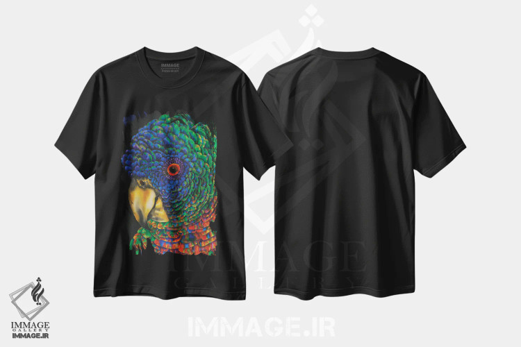 تیشرت مشکی طرح دار طوطی سن لوسیا، تزئینی اثر دنیل ژان-باپتیست | immage.ir