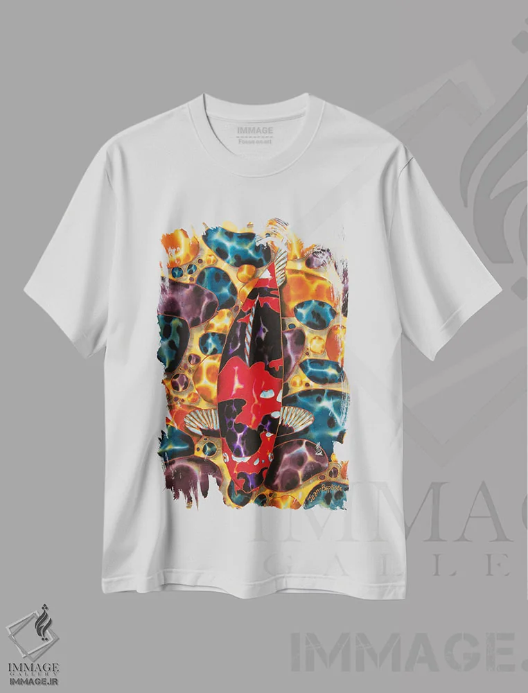 تیشرت سفید طرح دار کوی در برکهٔ سنگی، هنر فاخر معاصر اثر دنیل ژان-باپتیست | فروشگاه ایماژ
