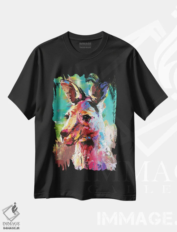 تیشرت مشکی طرح دار کانگورو، مدیوم اثر ژوس کوفرر | فروشگاه ایماژ