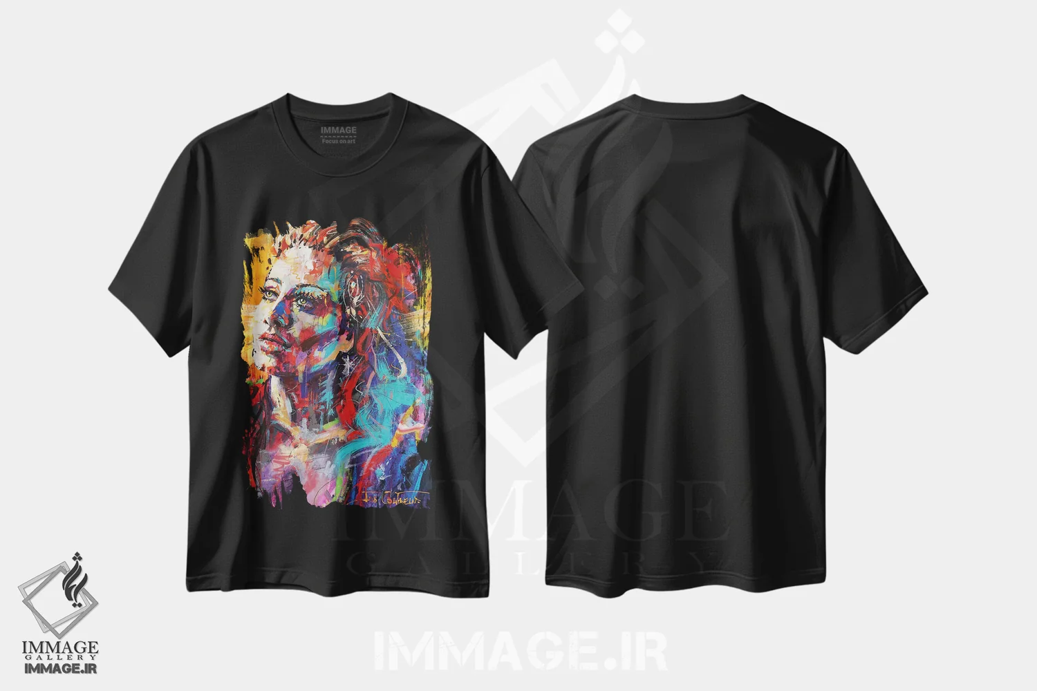 تیشرت مشکی طرح دار ادل، هنر فاخر معاصر اثر ژوس کوفرر | immage.ir
