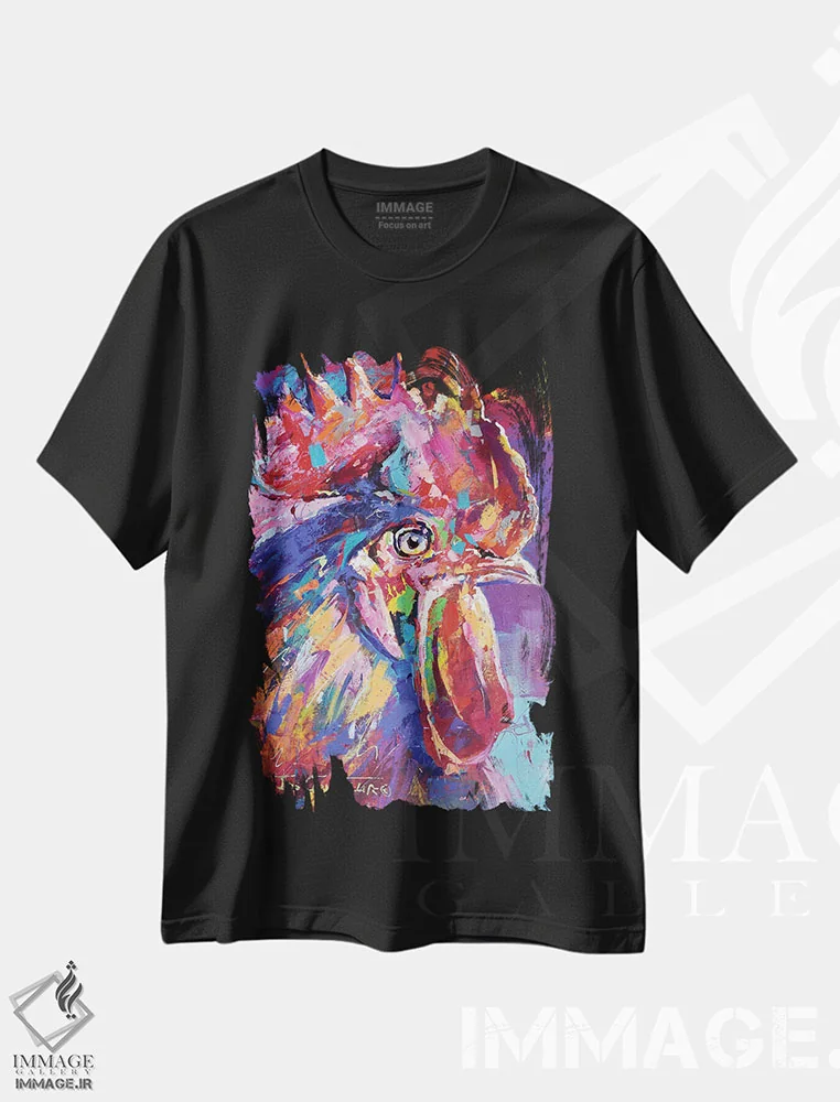 تیشرت مشکی طرح دار خروس، دکور معاصر اثر ژوس کوفرر | فروشگاه ایماژ