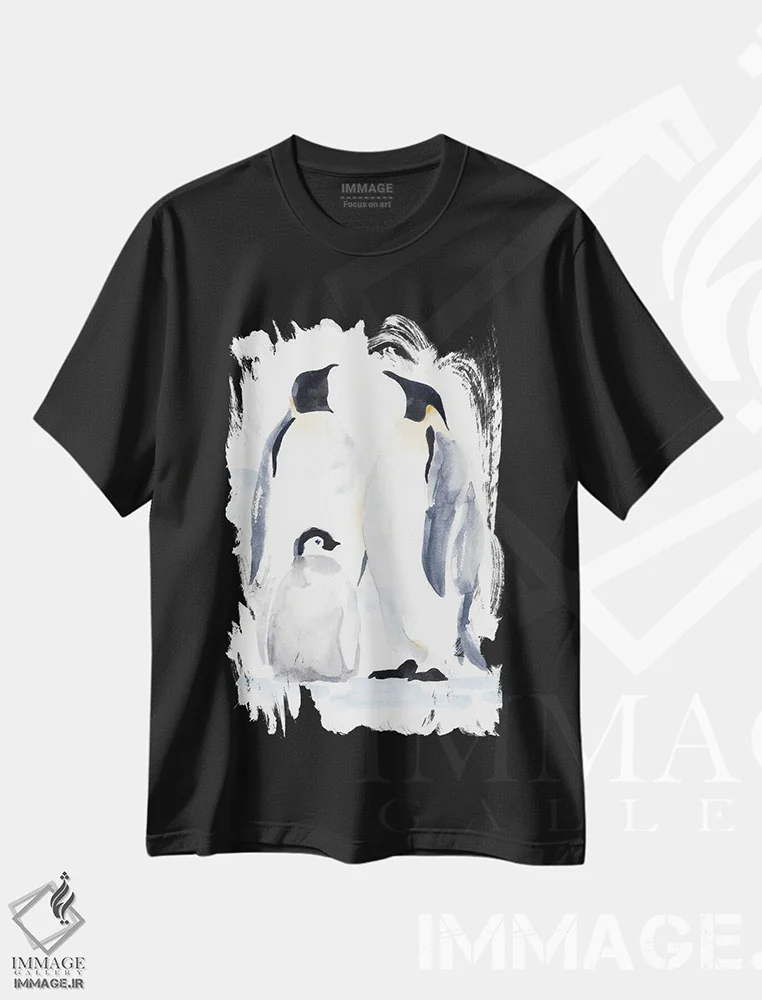 تیشرت مشکی طرح دار پنگوئن های امپراتور II، مدیوم اثر جیکوب گرین | immage.ir