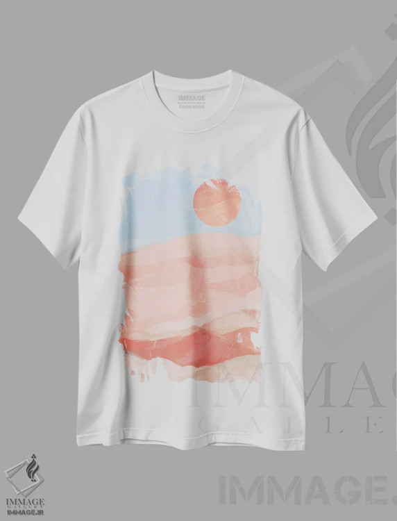 تیشرت سفید طرح دار خورشید تابستان I، آبستره اثر جیکوب گرین | immage.ir