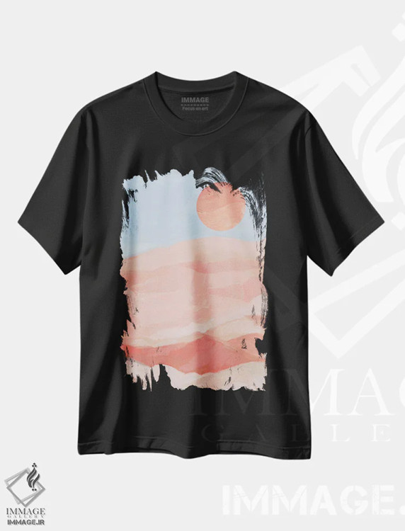 تیشرت مشکی طرح دار خورشید تابستان I، آبستره اثر جیکوب گرین | فروشگاه ایماژ