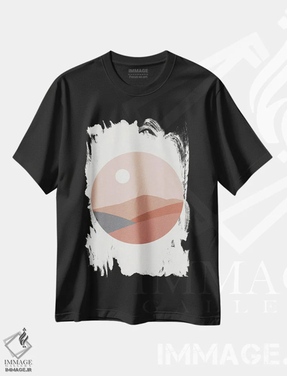 تیشرت مشکی طرح دار کویر بازتفسیر شده I، تزئینی اثر جیکوب گرین | immage.ir