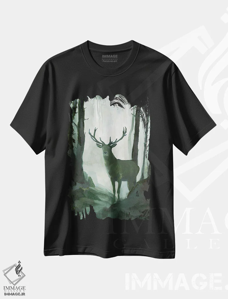 تیشرت مشکی طرح دار حیوانات ابتدایی I، دکور کلبه و لژ اثر جیکوب گرین | فروشگاه ایماژ
