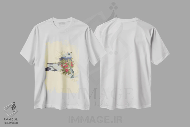 تیشرت سفید طرح دار ایالت مصور: نیویورک، تزئینی اثر جیکوب گرین | immage.ir