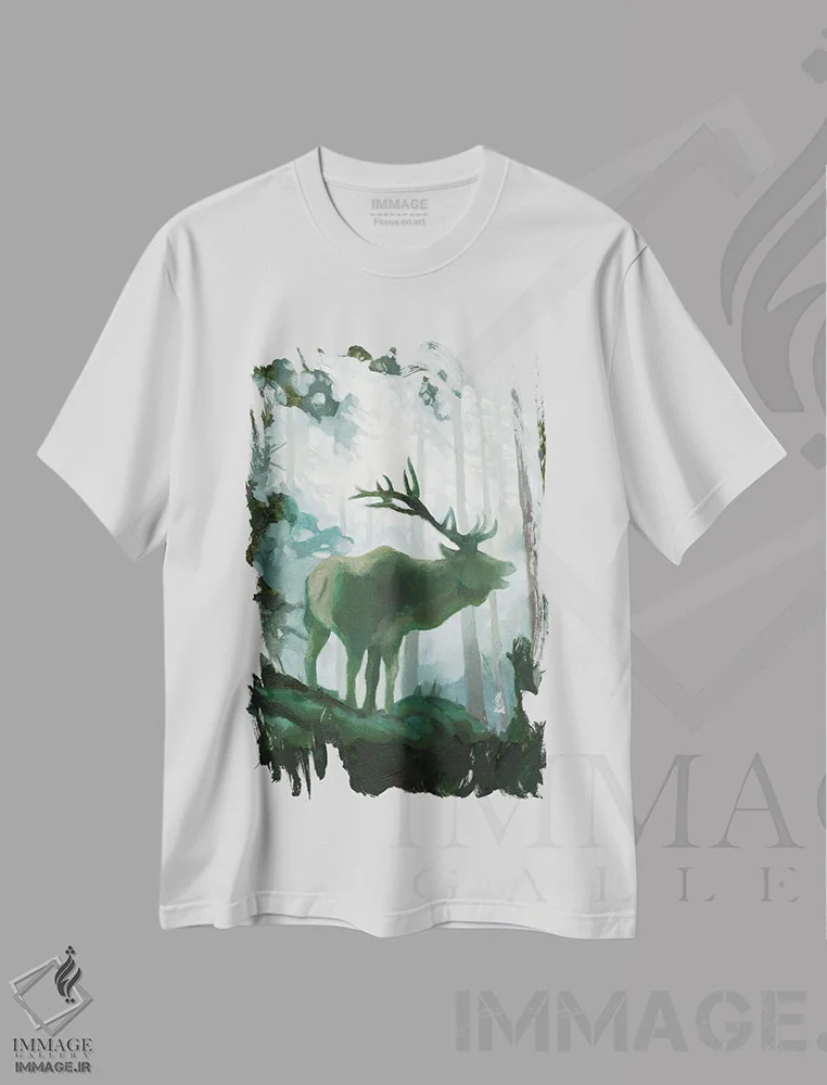 تیشرت سفید طرح دار حیوانات ابتدایی II، دکور کلبه و لژ اثر جیکوب گرین | فروشگاه ایماژ